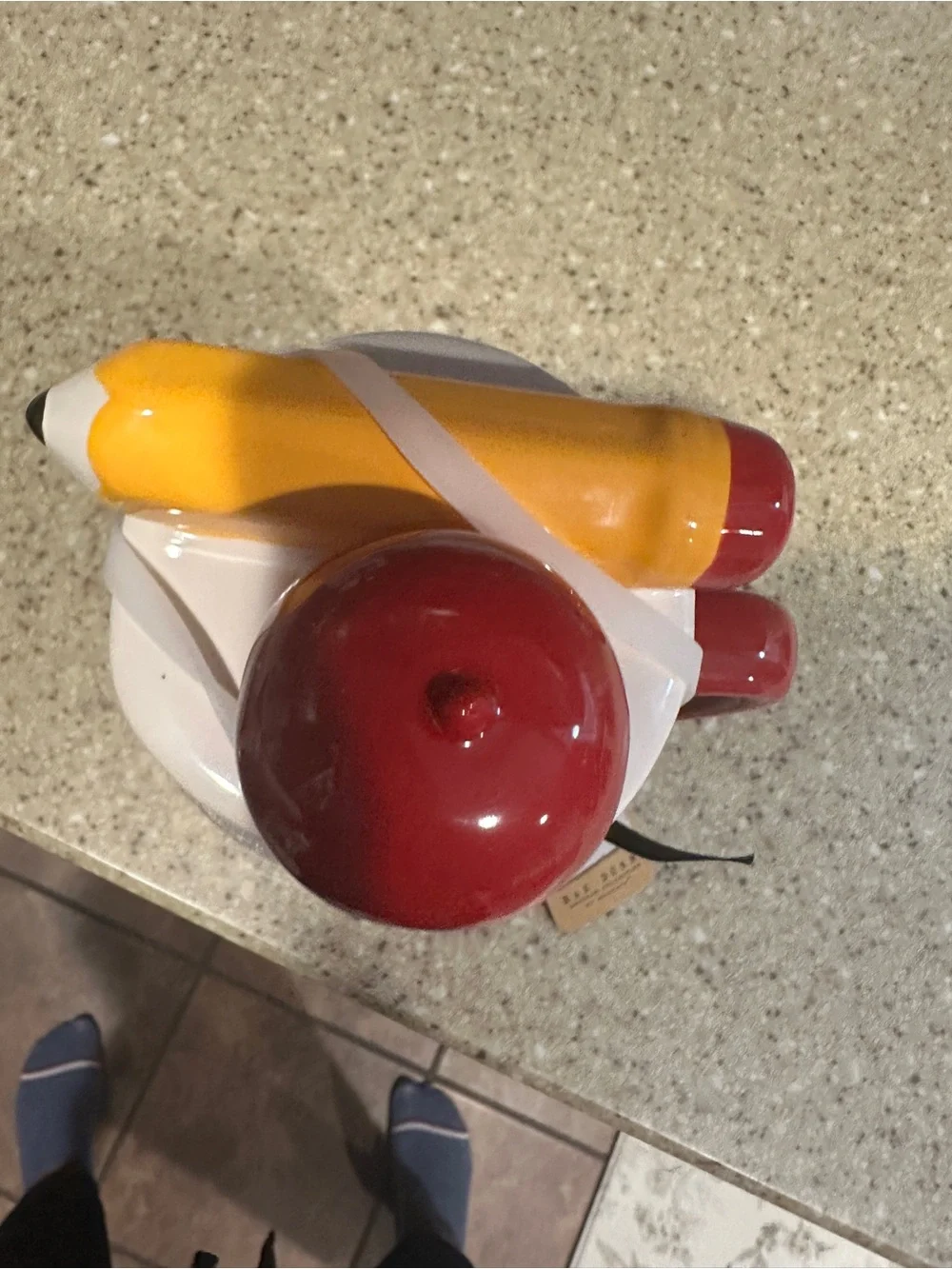 Rae Dunn Red #1 Teacher Ceramic Mug with Apple Lid